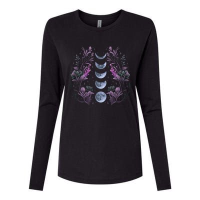 Dark Moon Phases Womens Cotton Relaxed Long Sleeve T-Shirt