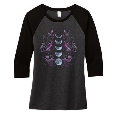 Dark Moon Phases Women's Tri-Blend 3/4-Sleeve Raglan Shirt