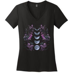 Dark Moon Phases Women's V-Neck T-Shirt