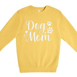 Dog Mom Paw Print Mothers Day Dog Lovers Rescue Mom Funny Premium Crewneck Sweatshirt