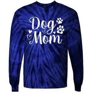 Dog Mom Paw Print Mothers Day Dog Lovers Rescue Mom Funny Tie-Dye Long Sleeve Shirt