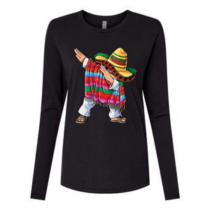 Dabbing Mexican Poncho Cinco De Mayo Boys Men Sombrero Dab Womens Cotton Relaxed Long Sleeve T-Shirt