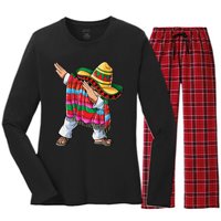 Dabbing Mexican Poncho Cinco De Mayo Boys Men Sombrero Dab Women's Long Sleeve Flannel Pajama Set 