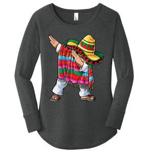 Dabbing Mexican Poncho Cinco De Mayo Boys Men Sombrero Dab Women's Perfect Tri Tunic Long Sleeve Shirt