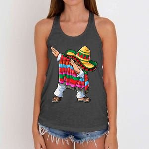 Dabbing Mexican Poncho Cinco De Mayo Boys Men Sombrero Dab Women's Knotted Racerback Tank