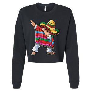 Dabbing Mexican Poncho Cinco De Mayo Boys Men Sombrero Dab Cropped Pullover Crew