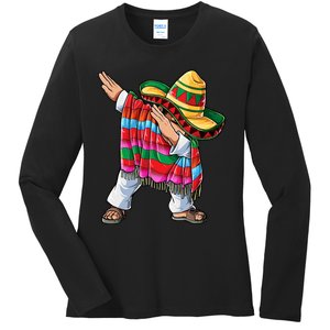 Dabbing Mexican Poncho Cinco De Mayo Boys Men Sombrero Dab Ladies Long Sleeve Shirt