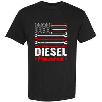 Diesel Mechanic Powered Patriotic American Flag Garment-Dyed Heavyweight T-Shirt