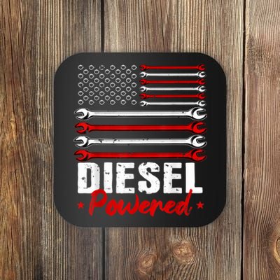 Diesel Mechanic Powered Patriotic American Flag Coaster