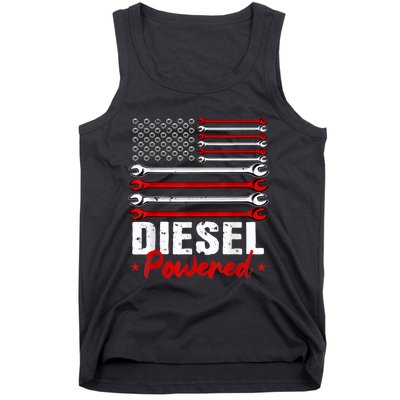 Diesel Mechanic Powered Patriotic American Flag Tank Top