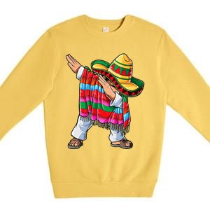 Dabbing Mexican Poncho Cinco De Mayo Premium Crewneck Sweatshirt