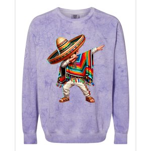 Dabbing Mexican Poncho Cinco De Mayo Mexican Boy Dabbing Poncho Colorblast Crewneck Sweatshirt