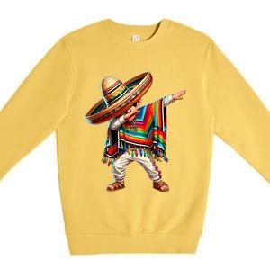 Dabbing Mexican Poncho Cinco De Mayo Mexican Boy Dabbing Poncho Premium Crewneck Sweatshirt