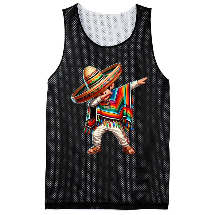 Dabbing Mexican Poncho Cinco De Mayo Mexican Boy Dabbing Poncho Mesh Reversible Basketball Jersey Tank