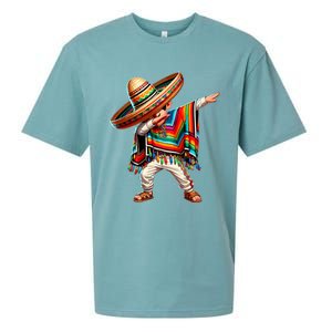 Dabbing Mexican Poncho Cinco De Mayo Mexican Boy Dabbing Poncho Sueded Cloud Jersey T-Shirt