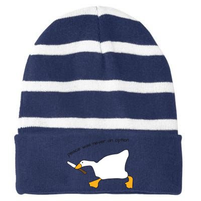 Duck Murder Peace Was Never An Option Striped Beanie with Solid Band