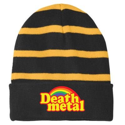 Death Metal Parody Striped Beanie with Solid Band