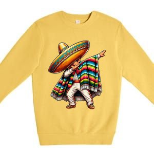 Dabbing Mexican Poncho Cinco De Mayo Premium Crewneck Sweatshirt