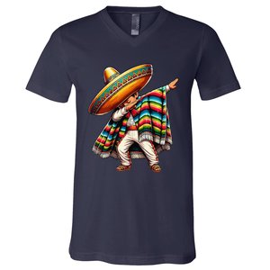 Dabbing Mexican Poncho Cinco De Mayo V-Neck T-Shirt