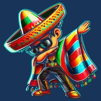 Dabbing Mexican Poncho Cinco De Mayo 7 Panel Mesh Trucker Snapback Hat