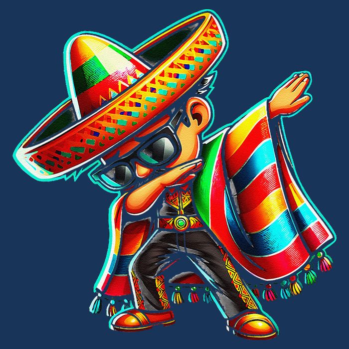 Dabbing Mexican Poncho Cinco De Mayo 7 Panel Mesh Trucker Snapback Hat