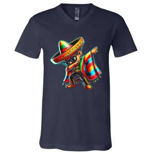 Dabbing Mexican Poncho Cinco De Mayo V-Neck T-Shirt