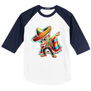 Dabbing Mexican Poncho Cinco De Mayo Baseball Sleeve Shirt