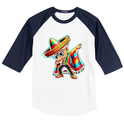 Dabbing Mexican Poncho Cinco De Mayo Baseball Sleeve Shirt