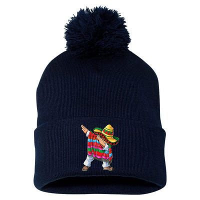 Dabbing Mexican Poncho Cinco De Mayo Sombrero Dab Pom Pom 12in Knit Beanie