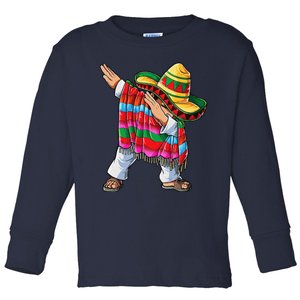 Dabbing Mexican Poncho Cinco De Mayo Sombrero Dab Toddler Long Sleeve Shirt