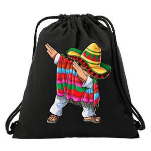 Dabbing Mexican Poncho Cinco De Mayo Short Sleeve Sombrero Dab Drawstring Bag