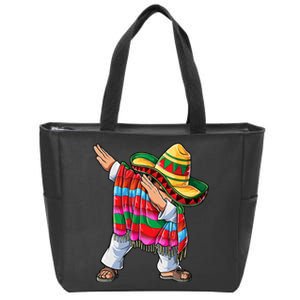 Dabbing Mexican Poncho Cinco De Mayo Short Sleeve Sombrero Dab Zip Tote Bag