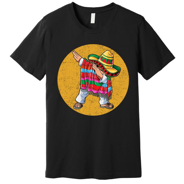 Dabbing Mexican Poncho Cinco De Mayo Retro Vintage Premium T-Shirt