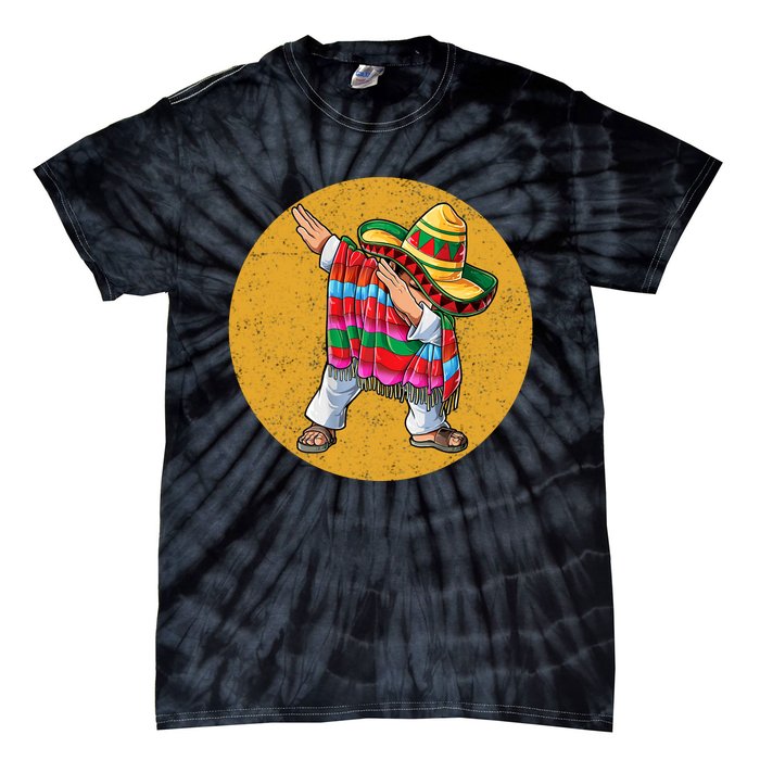 Dabbing Mexican Poncho Cinco De Mayo Retro Vintage Tie-Dye T-Shirt