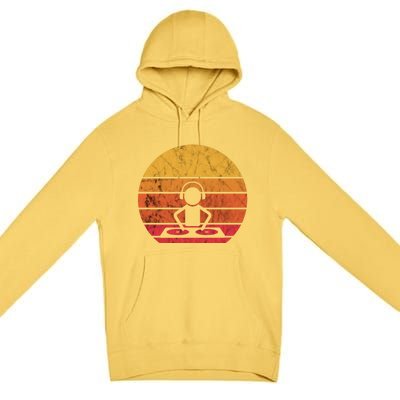 Dj Music Producer Beatmaker Retro Vintage Sunset Turntable Gift Premium Pullover Hoodie