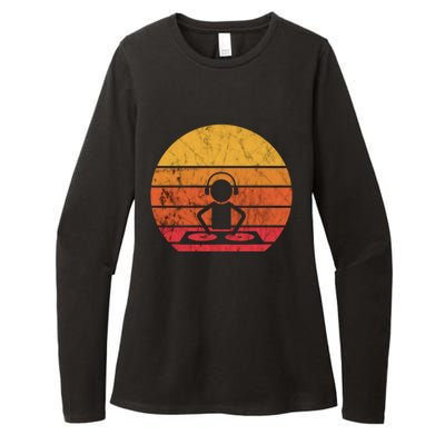 Dj Music Producer Beatmaker Retro Vintage Sunset Turntable Gift Womens CVC Long Sleeve Shirt