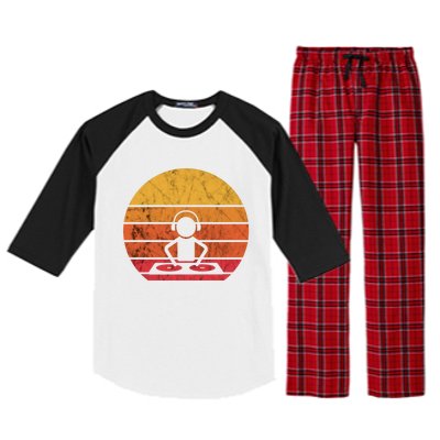 Dj Music Producer Beatmaker Retro Vintage Sunset Turntable Gift Raglan Sleeve Pajama Set