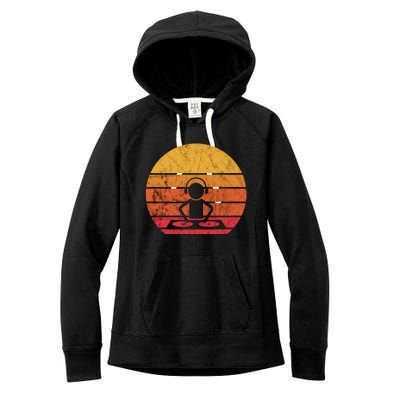 Dj Music Producer Beatmaker Retro Vintage Sunset Turntable Gift Women's Fleece Hoodie