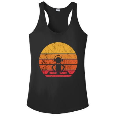 Dj Music Producer Beatmaker Retro Vintage Sunset Turntable Gift Ladies PosiCharge Competitor Racerback Tank