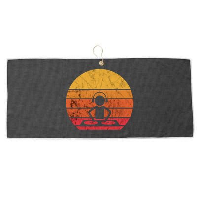 Dj Music Producer Beatmaker Retro Vintage Sunset Turntable Gift Large Microfiber Waffle Golf Towel