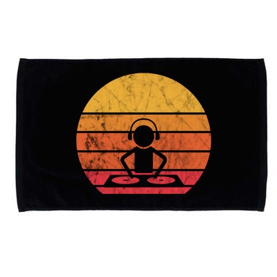 Dj Music Producer Beatmaker Retro Vintage Sunset Turntable Gift Microfiber Hand Towel