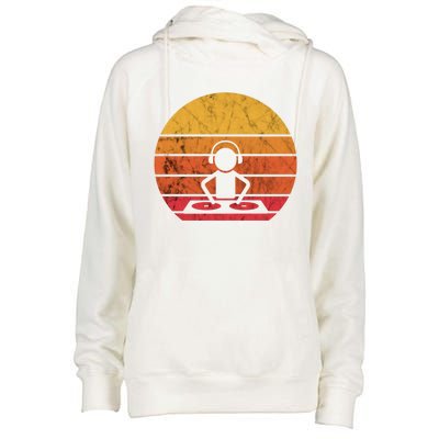 Dj Music Producer Beatmaker Retro Vintage Sunset Turntable Gift Womens Funnel Neck Pullover Hood