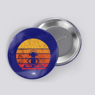 Dj Music Producer Beatmaker Retro Vintage Sunset Turntable Gift Button