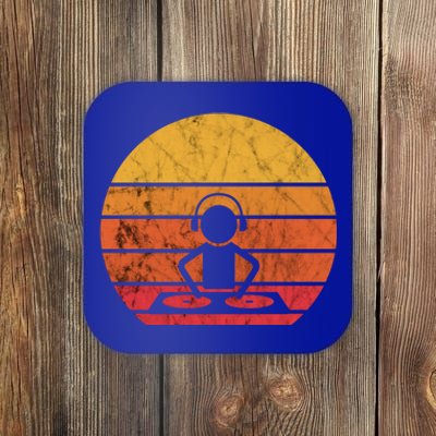 Dj Music Producer Beatmaker Retro Vintage Sunset Turntable Gift Coaster