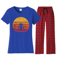 Dj Music Producer Beatmaker Retro Vintage Sunset Turntable Gift Women's Flannel Pajama Set