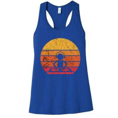 Dj Music Producer Beatmaker Retro Vintage Sunset Turntable Gift Women's Racerback Tank