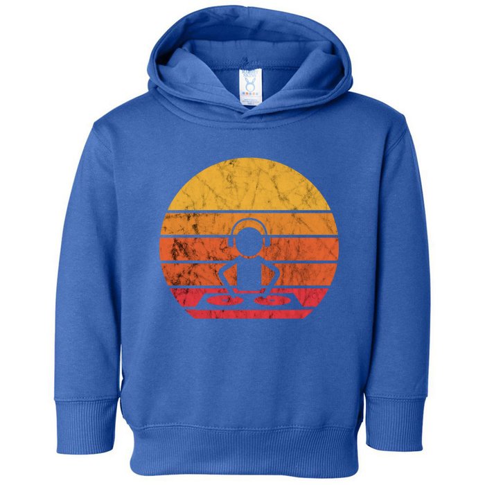 Dj Music Producer Beatmaker Retro Vintage Sunset Turntable Gift Toddler Hoodie