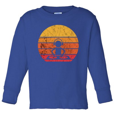 Dj Music Producer Beatmaker Retro Vintage Sunset Turntable Gift Toddler Long Sleeve Shirt