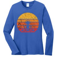 Dj Music Producer Beatmaker Retro Vintage Sunset Turntable Gift Ladies Long Sleeve Shirt