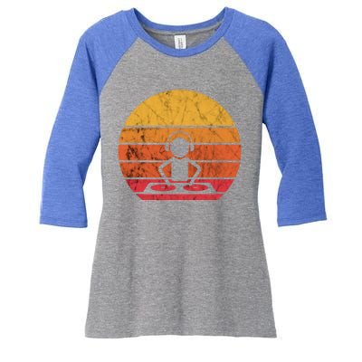 Dj Music Producer Beatmaker Retro Vintage Sunset Turntable Gift Women's Tri-Blend 3/4-Sleeve Raglan Shirt